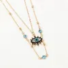 Vintage Boho Style Crystal Blue Austríaco Colar Penteado do Evil Eye para Mulheres 18K Gold Bated Double Camada Chain Boa sorte Charm Colares Gift Jewelry Gift