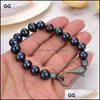 Gliederkette Armbänder Schmuck Link 8 9-10 mm schwarze Keshi Runde Perle Armbandlink Drop Lieferung 2021 Dh1Bu