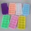 Scatole di immagazzinaggio 10 scomparti 7 colori scelta di gioielli regolabili perline per nail art tips box hard trasparente strumento di plastica trasparente