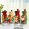 Andra hälsoskönhetsartiklar Juldekorationer Linne Vinflaska Cover Set Champagne Bottle Bag Dekor Holiday Santa Claus Ornament Nyårspresent