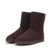 2022 Aus klassisk U5825 Kvinnor Kort Middle Snow Boots Håll Varm Boot Sheepskin Cowskin Äkta Läder Plush Stövlar Med Dammväska Högkvalitet Vacker present