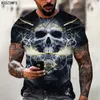 Herren T-Shirts Sommer Horror Schädel 3D-Druck T-Shirt für Männer Casual Übergroße Kurzarm Kleidung Streetwear Hip Hop Tops T-Shirts Kleidung 4XL