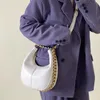 디자이너 두꺼운 체인 여성 가방 반달 어깨 십자체 가방 초승달 모양 토트 클러치 지갑 여성 핸드백