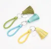 3 Color Sublimation Blank Tassel Keychain Pendant Heat Transfer Luggage Decoration Leather Keychains DIY Couple Key Ring BBB15072