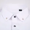 Camicie eleganti da uomo Colletto button-down da uomo Camicia a maniche lunghe Tinta unita Social Business Lavoro No stiro Blu Bianco Nero Smart CasualMen's Ver