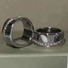 Anillos de banda de lujo de Womesn Designer Ring de acero de titanio sin diamantes de oro plateado 4 mm de 12 mm de ancho disponible en tamaños 5-11