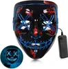 Led Halloween Party Masque Masquerade Neon Masches Light Glow in the Dark Horror Blowing Mascher Maschera di colori misti FY9210