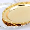 Diskplattor Luxury Silver/ Gold Charger Metal Tray 25 cm/ 9.8 "Runda mutterplattor/ Sweet/ Cake For Home Christmull DecorationDishes
