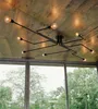 Hanglampen vintage lichten Meerdere staafhangende smeedijzeren plafondlamp E27 lamplampen voor huisverlichtingsarmaturenpendant