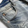 Jeans da uomo strappati blu retrò Pantaloni in denim elasticizzato punk Pantaloni in denim di cotone stampato Slim Fit Streetwear Vaqueros de hombre