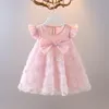 Robes pour filles manches bouffantes princesse enfants pour filles robe en maille à carreaux rose mignon 0-4 ans bébé vêtements pour enfantsfille