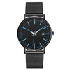 Quartz Watch Auto Datum Alloy Ring Rostfritt stålband för män Snygg Minimalistisk Mode Armbandsur Gift