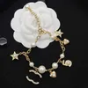 2022 Nowe kobiety bransoletki luksusowy projektant Diamond Pearl Gold Gold Biżuteria prosta łańcuch liny Regulowany wysokiej jakości osobowość W225C