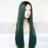 Nouveau Sexy long dégradé vert foncé avant dentelle ondulée à la main femmes perruques de cheveux de fête