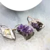 Collane con ciondolo Ottone antico avvolto Ametista naturale Geode Druzy Nugget Reiki Collana di cristallo viola Gioielli fai da te Accessori regaloPendan