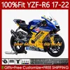 Yamaha YZF-R6 YZF R6 R 6 600 CC YZFR6 18 19 20 22 BDFR6 18 18 19 20 22 BDF-600 블루 화이트 2017 2018 2019 2020 2021 2022 YZF600 17-22 OEM 차체