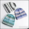 Cloches dames winterhoeden regenboog gestreepte ski hoed unisex warm gebreide heren beanies mode hiphop sklies voor vrouwen c3 drop levering dhjc5