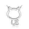 Katzen Halskette süße Frauen winzige Anhänger Choker Halskette mit 17,7 "Kettenmode Schöner Kitty -Schmuck exquisite plattierte silberne Halskette