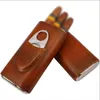 Cigar-Tool Accessoires Étui à cigares en cuir Humidor portable avec coupe-cigares en acier inoxydable Cigares Ciseaux Guillotine Couteau Fête des pères Cadeau d'anniversaire ZL0839