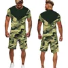 Été hommes t-shirt shorts camouflage vêtements de sport surdimensionné mode sport costume o cou jogging costume décontracté pantalon de plage 220602