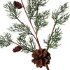 زهور الزهور الزهور أكاليل واقعية المظهر الاصطناعي يختار cypress أوراق الصنوبر مخاريط جذع نباتات مزيفة الديكور عيد الميلاد plasti