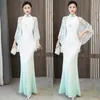 Vêtements ethniques Printemps Chine Robe Banquet Traditionnel Élégant Femmes Vert Style Chinois Cheongsam Ao Dai Vintage Hanfu Slim Long QipaoEthni