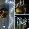 Strängar LED Solar Waterproof Holiday Christmas Tube Rep String Light 10/12/22m 8 Mode Decoration Wedding Year Festoon Halloweenled Stringsl