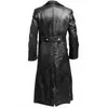 Nowy styl średniowieczny w stylu vintage skórzany wykopa czysta długa skórzana kurtka Trench płaszcz męski odzież uliczna wiatraka