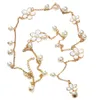Girocolli da donna elegante fiore perle finte maglione catena lunga collana con ciondolo gioielli GC1282