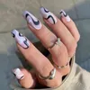 False Nails Long Coffin Ballerina Fake with Designs Press on Manicure Tool Accessory Full Cover Tips 0616