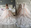Designer Kids 'Dresses in pizzo Tulle Flower Girl Dresses Big Bow Sash Gowns First Communione