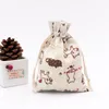 50pcs / lot (10x14cm) 린넨 인쇄 면화 선물 가방 포장 쥬얼리 Drawstring 파우치 화장품 결혼식 사탕 Wrappling 재사용 가능 220421