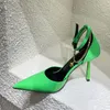Designer-Top quality stiletto heeled ladies sandals fashion Metal foot ring decoration womens Dress shoes 10CM Baking paint Heels genuine le