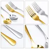 Zestawy naczyń obiadowych 24 PCSSet stal nierdzewna Złote Table 24 sztuki Spoons Stołów kuchennych Forks 220922