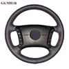 Gkmhir Black HandEmbroidered Synthetic Leather Diy Car Steering Wheel Cover For Bmw E46 318i 325i E39 X5 E53 Steering Wheel Cover J220808