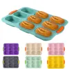 Multi color Silicone 9 Grid Oval Baguette Mold French DIY Bun Baking Tray Non stick Tools Accessories 220721