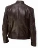 Noir moto hommes vestes en cuir marron veste en cuir hommes Vintage col montant veste Pu Faux cuir tenue L220801