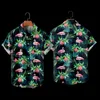 Mäns avslappnade skjortor hawaiian och flamingo mönster tryck mode semester strandstil sommar för män kvinnor