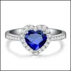 Bandringen sieraden blauwe Oostenrijkse kristal hart liefde voor vrouwen Clear Ridestone romantisch trouwfeest groothandel drop levering 2021 cgreb