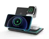 Trådlös laddare Dock Multifunktionell station 15W 3 i 1 en vikbar bärbar snabb laddstationer Dock Magnetic Phone Holder Qi Chargers Stand med nattljus