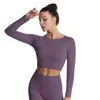 Kvinnors tvåbitar byxor passar för yogakondition långärmad sportkläder skörd topp leggings träning kvinnor träning gym kläder sportkläder.