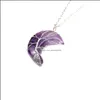 Pendentif Colliers Arbre De Vie Fil Wrap Croissant De Lune Pierre Naturelle Chakela Sept Chakras Reiki Guérison Chakra Rose Quar Carshop2006 Dhply