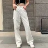 Jean femme taille haute jean droit multi-poches pour femme