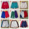 Pantaloncini retro tascabili da basket Just Don cuciti da uomo All Team Pantaloncini retrò Justdon Hip Pop di alta qualità con tasche Pantaloni sportivi con cerniera Baseball