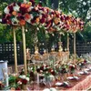 Decoração de casamentos Gold Rustics Flower Stand Metal Wedding Mesa Centralpieces 060