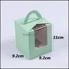 Single Cupcake Boxes With Clear Window Handle Portable Aron Box Mousse Cake Snack Paper Package Birthday Party Supply Drop Delivery 2021 Bak