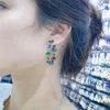 Chandelier en peluche de lustre en verre de zircon coloré laisse les boucles d'oreilles de demi-cercle pour femmes pour Womendangle