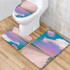 Tapis de bain tapis de salle de bain paysage de plage tapis trois pièces ensemble de toilette porte tapis antidérapant