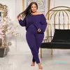 PLUS SIZE Tracksuits voor dames ZZ Women kleding Tweedelige set een schouder met een schouder lange mouw crop top en potlood legging druppel groothandelwomen's