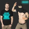 Mens Fråga mig om min ninja förklädnad flip t -shirt rolig dräkt lysande grafiska män s novely t shirt humor present kvinnor topp tee 220613
